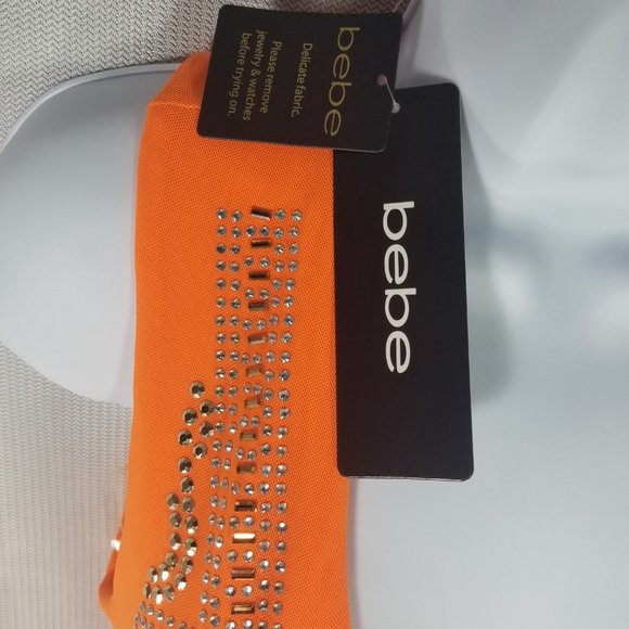 BEBE EMBELLISHED OPEN SHOULDERS DRESS $149 - XXS XS M - ORANGE - NEW WITH TAGS - Picture 4 of 7